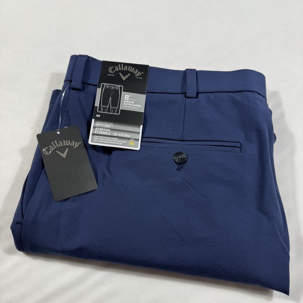 Callaway Shorts Men 40 Peacoat Navy Blue Moisture Wicking Stretch Lightweight 8"
